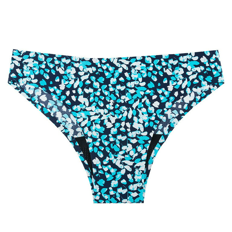 Susanny Womens Cheeky Panties High Cut Bikini Bottoms Menstrual Leakproof  Floral Swimwear Sexy Low Rise Bathing Suit Bottoms Blue XL 