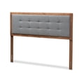 thumbnail image 1 of Skyline Decor Dark Grey Fabric Upholstered Walnut Brown Finished Wood Full Size Headboard, 1 of 8