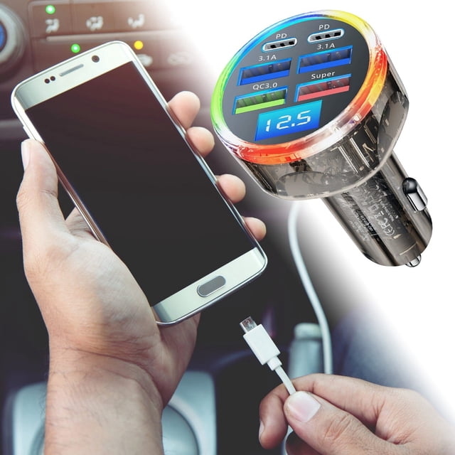 BotaniNest Ultimate Convenience: 66W Car Charger Featuring 4 USB Ports Your Devices Anywhere!