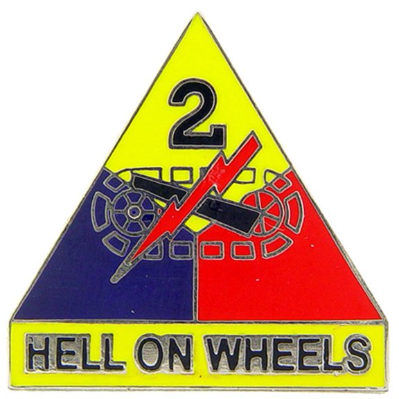 Eagle Emblems P14739 Pin - Army, 2nd Armored Division - Hell On Wheels - 1 in.