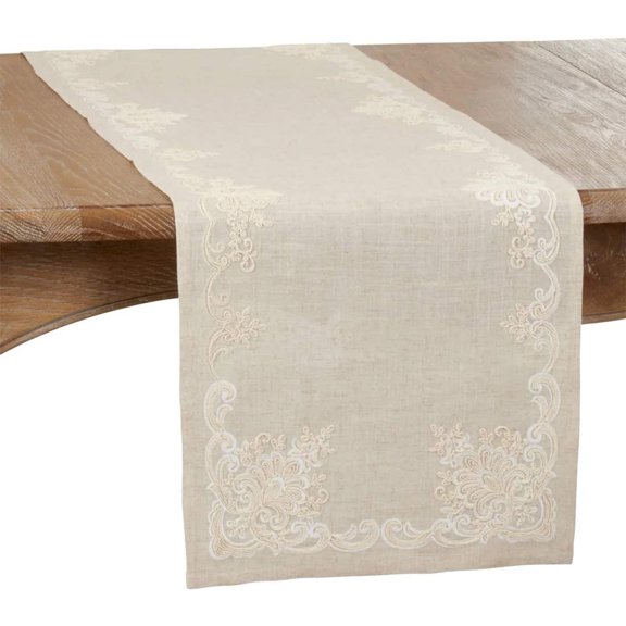 Fennco Styles Elegant Embroidered Floral Table Runner