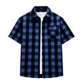 thumbnail image 6 of Wiicoznt Flannel Shirts for Men, Plaid Print Button Up Lapel Shirt with Pocket, Casual Lightweight Short Sleeve Tops for Summer,S-3XL, 6 of 9