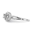 thumbnail image 3 of Solid 14k White Gold Diamond Double Halo Diamond Side-Stones with CZ Cubic Zirconia Center Stone Engagement Ring Size 7.5, 3 of 8