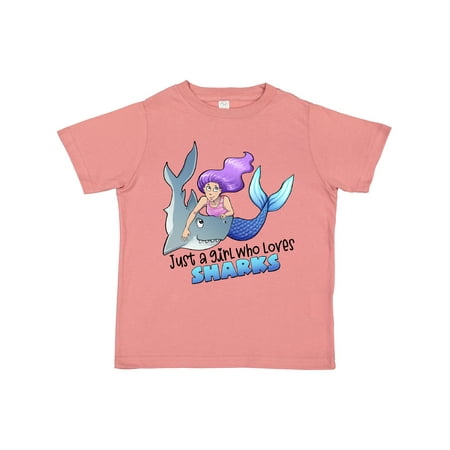

Inktastic Just a Girl Who Loves Sharks- Mermaid Gift Toddler Toddler Girl T-Shirt