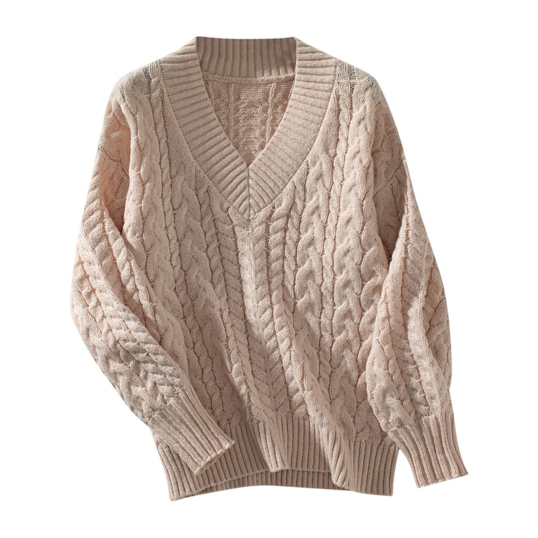 ANRABESS Women's Long Sleeve V-Neck Sweater - Loose Fit, Soft Pullover Jumper For Fall 2025