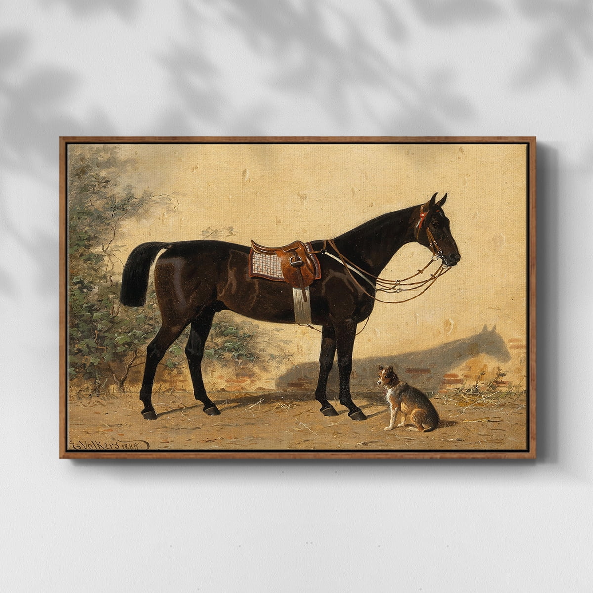 Vintage Animal Print-XLVI By Wexford Home Framed in Walnut Wood Gallery Wrapped Canvas 17 in. x 25 in.