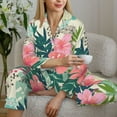 thumbnail image 6 of Uemuo Tropical Flowers Pattern Womens Pajama Sets,PJ Set for Women,Pajamas for Women Logo,Long Sleeve Pajama Set for Women,Soft Long Sleeve Top With Pants-X-Large, 6 of 9