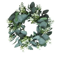 Artificial Eucalyptus Wreath,Green Leaf Wreath Garland Festival Celebration Spring Outdoor Decoration Ornaments for Front Door Wall Window Party Home Office Easter Decor, 30x30cm