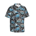 thumbnail image 2 of Balery Blue Excavator Print Men's Hawaiian Shirts Short Sleeve Beach Shirt Relaxed Fit Vacation Button Down Shirts-, 2 of 9
