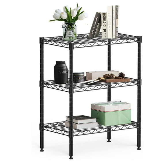 3 Tier Metal Shelving Unit, Adjustable Metal Wire Racks Heavy Duty Standing Shelf Organizer for Kitchen, Closet, Pantry, Garage, Bathroom, Laundry