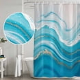 thumbnail image 5 of Blue Waves Abstract Shower Curtain, Waterproof Shower Curtains for Bathroom, Modern Water Ripple Striped Washable Fabric Bathtub Curtain Set Bath Decor with 12 Hooks Stall 36"x72", 5 of 8