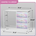 thumbnail image 3 of YYEAN Dresser with 6 Drawers - Storage Chest Organizer Nightstand - Steel Frame, Wood Top, Tie-Dye Fabric Bins for Clothes - Wide Furniture for Bedroom, Hallway, Nursery, Closet, & Apartment-, 3 of 6