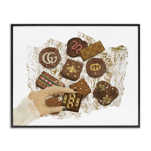 Stupell Industries Glam Fashion Brand Candy Sample Black Framed Giclee Art, 20 x 16, by Ziwei Li