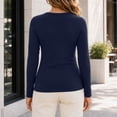 thumbnail image 7 of hotojiny Long Sleeve Shirts for Women Basic Crew Neck Slim Fit Tops Fall Winter Thermal T-Shirts Base Layer Tees(Navy,Large), 7 of 7