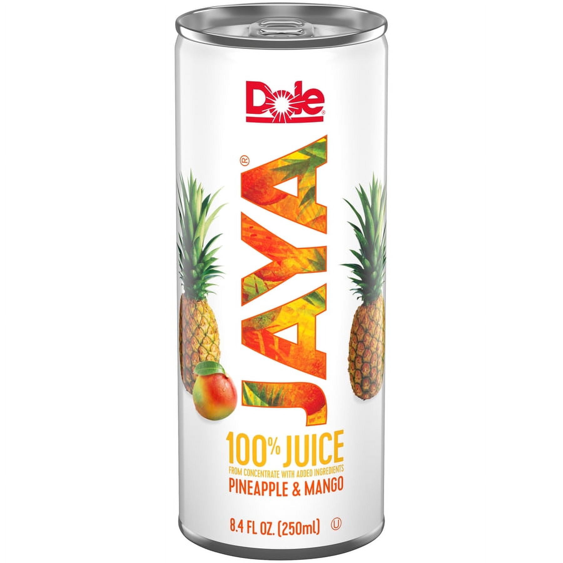 Dole Jaya 100% Pineapple & Mango Juice, Tropical Juice Drink, 8.4 Oz Cans, 4 Ct - image 2 of 6