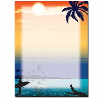 Lagoon Letterhead Printer Paper - 100 Sheets, 28 Lb Premium Stock For Laser & Inkjet, Ocean Wave Design