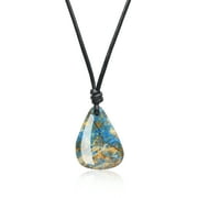 COAI JEWELRY COAI Adjustable Leather Cord Irregular Azurite Stone Pendant Necklace for Men Women
