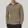 thumbnail image 2 of Timoontee Men's Stretch Sweater Solid Quarter Zip Pullover Tops Casual Long Sleeve Knit Textured Sweaters Fall Winter Comfy Knit Sweaters Khaki L, 2 of 9