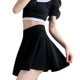 thumbnail image 1 of Minifalda patinadora informal acampanada, elástica, versátil y básica para mujer, negro, XXL, 1 of 5