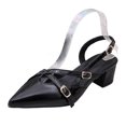thumbnail image 2 of Samdudou Strappy Heels for Women Closed Toe Pointed Front Slingback Pumps Glossy Finish Elegant Criss Cross Multiple Buckle Straps Chunky Block Heel Evening Banquet Shoes, 2 of 9
