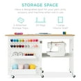 thumbnail image 4 of Best Choice Products Sewing Machine Table & Desk w/ Craft Storage and Trays - Natural/White, 4 of 8