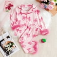 thumbnail image 2 of Valentine's Satin Silk Pajamas Heart Graphic Printed Long Sleeve Button Down Shirt And Trousers 2 Piece Pajama Set Feather Trim Sleeve, 2 of 9