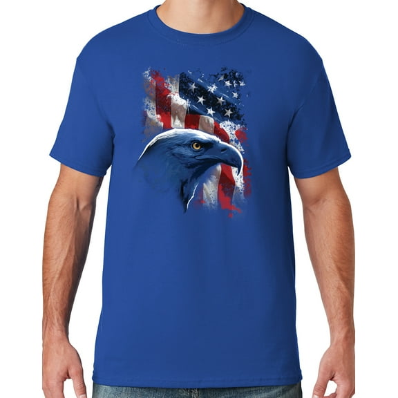 Mens American Icon Patriotic Eagle T-shirt, 3XL Royal Blue