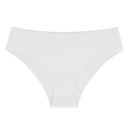Kopltyrfg Women Thongs Seamless Ice Silk Underwear Traceless Breathable White L