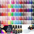 thumbnail image 1 of MEFA Juego de esmaltes de uñas de gel de otoño, 23 piezas, 20 colores otoño Halloween marrón burdeos naranja purpurina verde oscuro azul kit de uñas con capa base superior brillante y mate, manicura D, 1 of 4