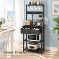 Baker's Rack with Power Outlet, Drawer, 4 Hooks, 4 Tiers for Kitchen ...