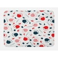 thumbnail image 1 of Sushi Bath Mat, Japanese Teapot Salmon and Chopsticks Flat Design Irregular Alignment, Plush Bathroom Decor Mat with Non Slip Backing, 29.5" X 17.5", Dark Blue Pink Vermilion, by Ambesonne, 1 of 2