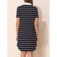 thumbnail image 4 of Women's Striped Polo Shirt Dress Casual V-Neck Short Sleeve Summer Tunic Mini Dresses, 4 of 7