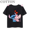thumbnail image 3 of Camisetas de algodón para niños de moda de verano con múltiples estampados de manga corta y cuello redondo de Disney Stitch Anime, 3 of 5