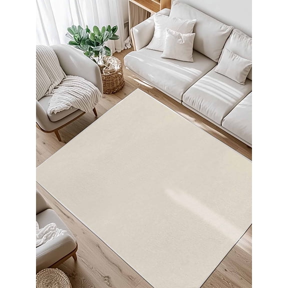 Beige Area Rug for Bedroom 5x7 Ft White Swan Solid Color Super Soft fuzzy Throw Rug Non-Slip Fluffy Plush Indoor Floor Carpet for Living Room Nursery Home Decor