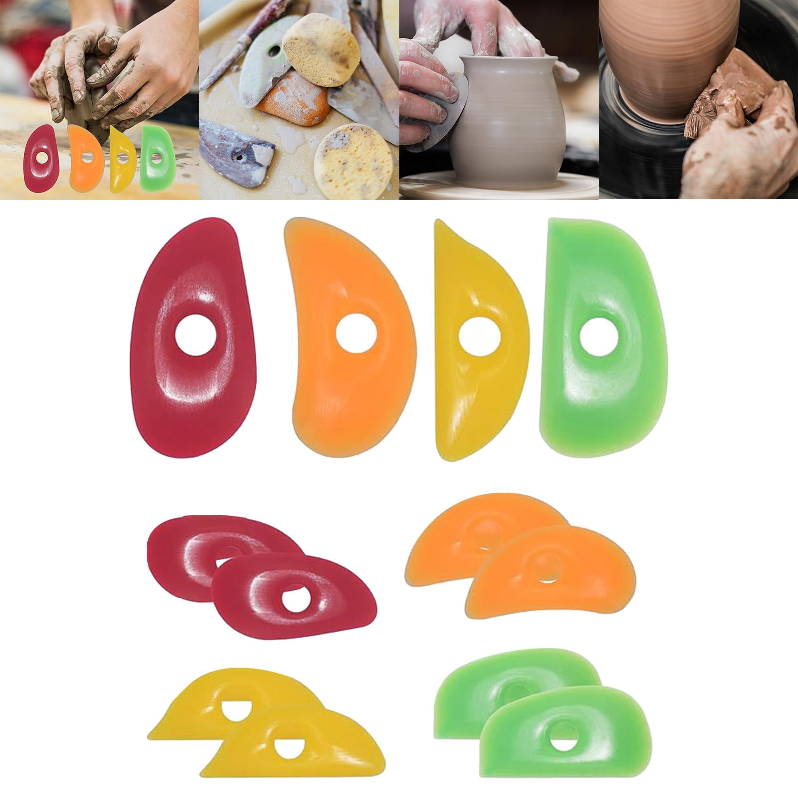 HILABEE 12 Pieces Pottery Clay Ribs Pottery Supplies for Carving Clay Convenient Rubber Rib for Pottery Pottery Trimming Shaping Tool