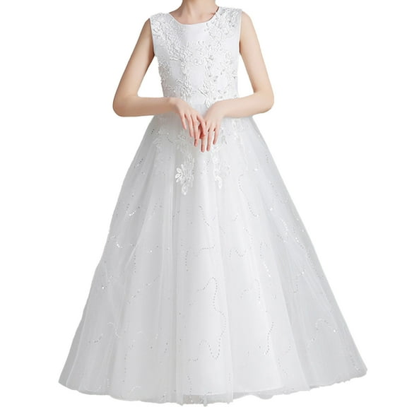 Elainilye Fashion Girls Dresses Tulle Dress Princess Pageant Birthday Party Wedding Formal Floor Long Dance Evening Gown