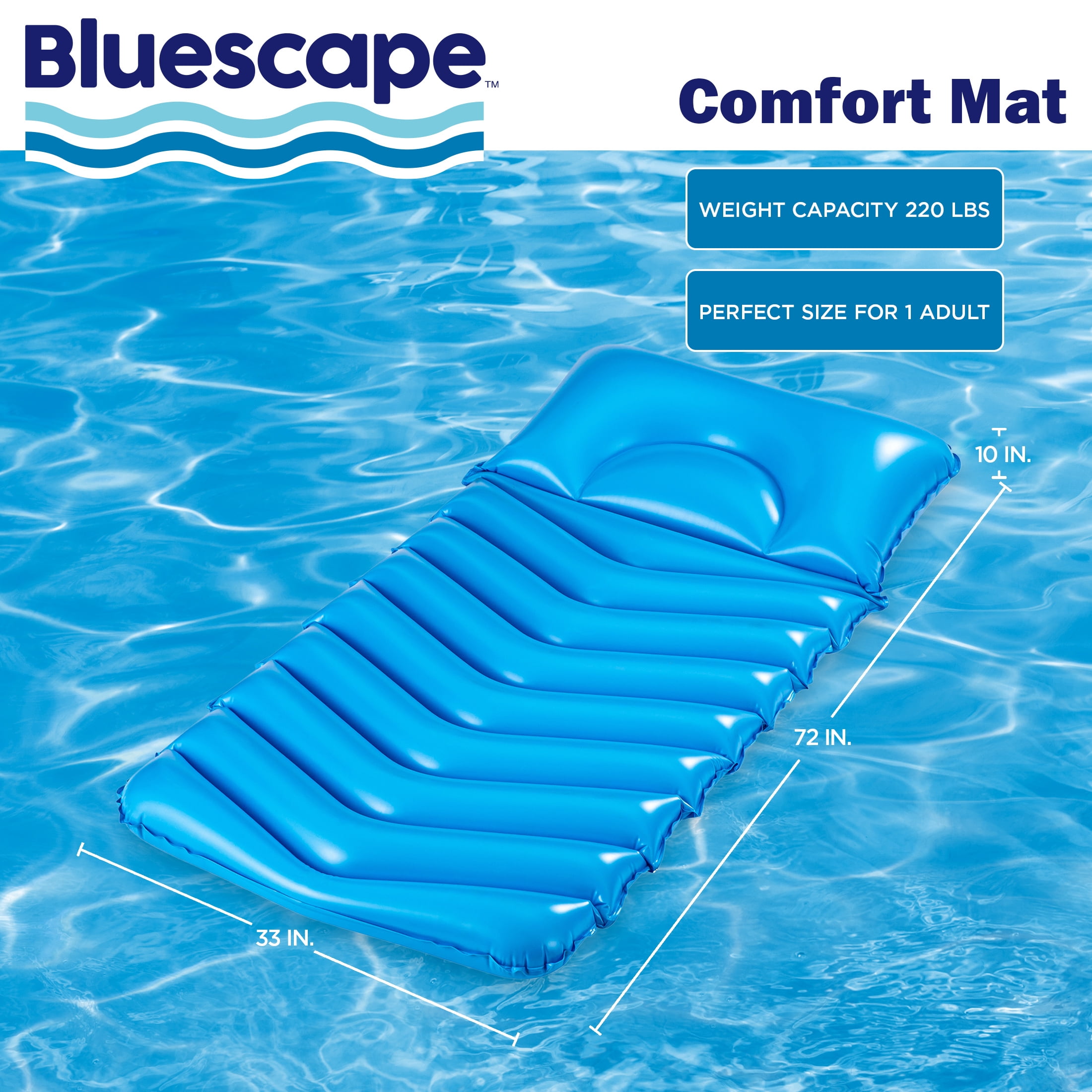(2 pack) Bluescape Blue Dream Air Mat, Inflatable Pool Float, Age 14 & up, Unisex