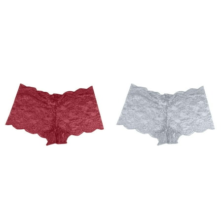(2-Pack) 2025 New Women sy Underweary Womens Cotton String Bikini Underwear Lace Open Panties Multi Full Waist Trainer for Women Color Plus Size Underwear