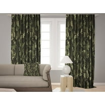 3S Brother's Real Camo Camouflage Woodland Hunter Theme Curtain for Bedroom Living Room Set of 2 Hanging Rod Pocket and Back Tap Curtain Panels Home Fashion Home Décor (52"x84" Green)Each