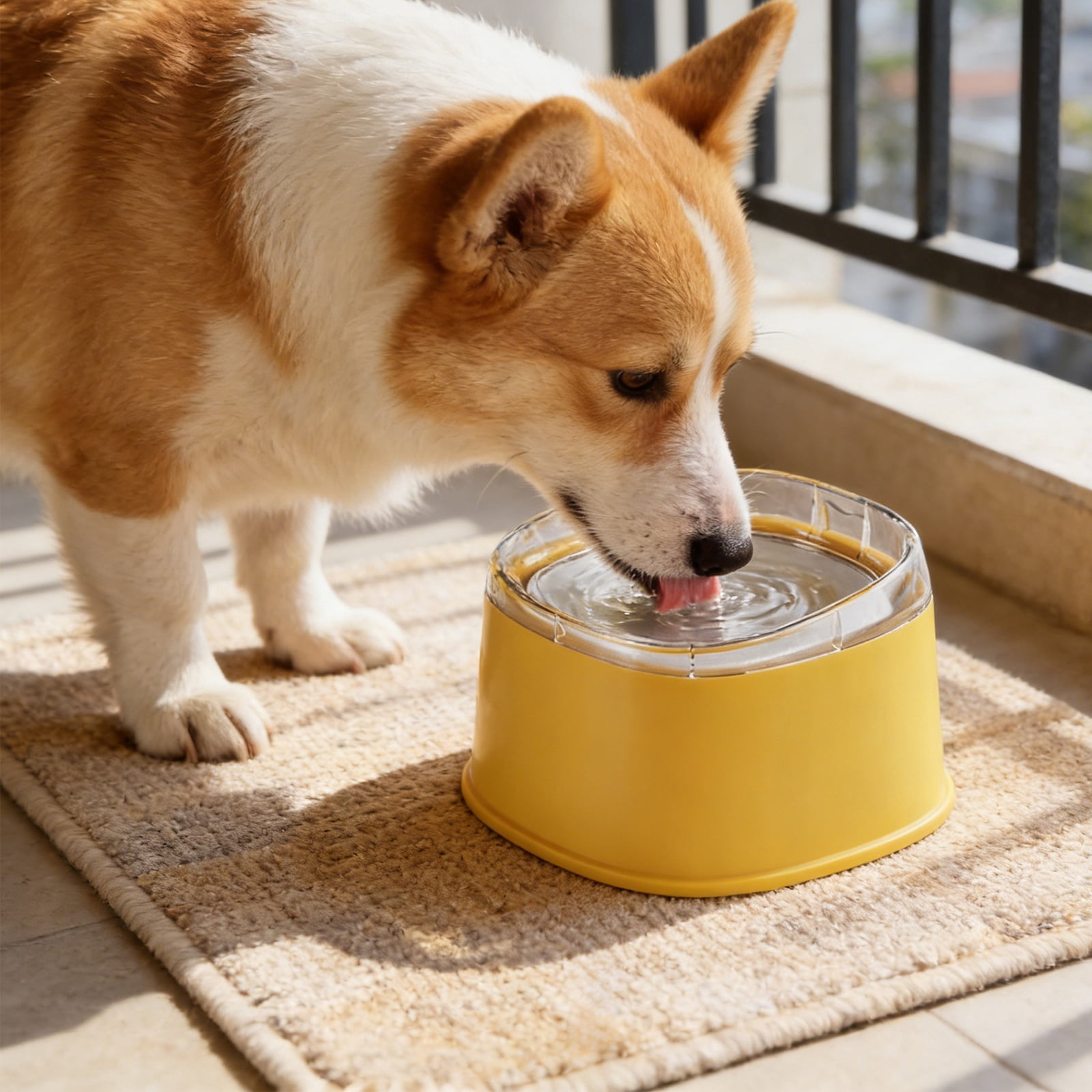 Dog Water Bowl, Slow Feeder Dog Bowl with Floating Design, Anti-Spill Anti-Wet Mouth Pet Bowl, for Small Medium Dogs, Black