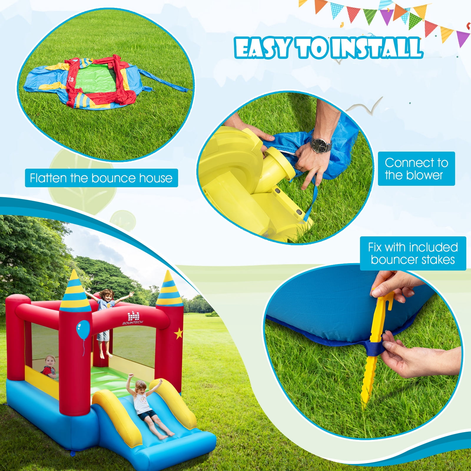 Infans Inflatable Bounce Castle Kids Jumping Bouncer Indoor Outdoor with 480W Blower