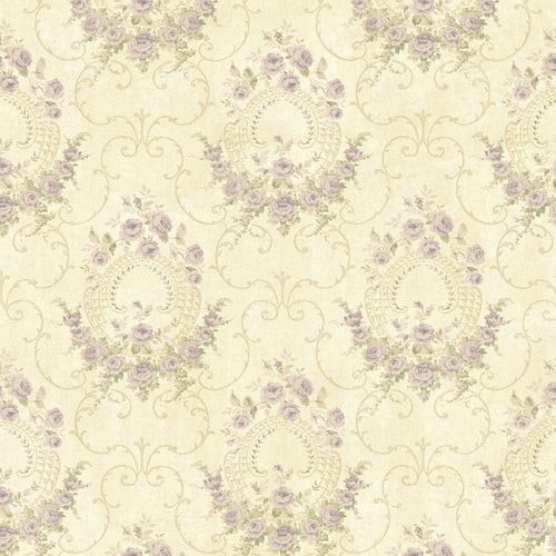Brewster Home Fashions The Cottage Georgiana Tearose Cameo 33' x 20.5'' Damask Wallpaper