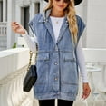 thumbnail image 6 of LYXSSBYX Jackets for Women Clearance Fashion Women Boyfriend Solid Sleeveless Hooded ButtonJacket Casual Coat, 6 of 6