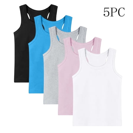 Lumosvexa Boys Girls Tank Undershirts Round Neck Cotton Soft Sleeveless Summer Casual Breathable Tops 5 Pack Multicolor 2