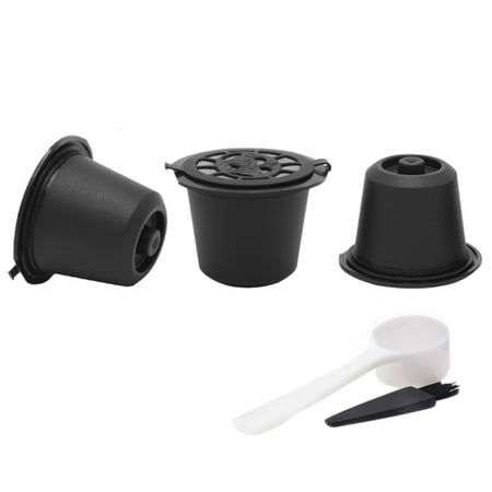 3 Pcs Nespresso Reusable Capsules Durable Refillable Coffee Pods Compatible with Nespresso Machines with Spoon and Brush(OriginalLine
