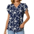 thumbnail image 3 of Fantaslook V Neck Womens Tops Dressy Ruffle Sleeve Shirts Button Up Tunic Summer Floral Blouses, 3 of 7