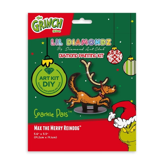 DIAMOND ART CLUB Sparkle Pals - Max the Merry Reindog, Diamond Painting Kit, Fun DIY Crafts for Adults, Diamond Art Craft for Beginners, (Pack of 1)