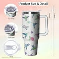 thumbnail image 2 of 40 oz Hummingbird Tumbler with Handle and Straw, Insulated Stainless Steel Cup with Lid, Travel Coffee Mug Water Bottle, Animal Lovers Women Gifts, 2 of 6