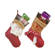 TELOLY Stockings,Brings Surprise to Family and Friends Christmas Stocking,Holiday Gift Bag Christmas Decoration,Santa&Elk