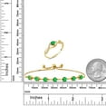 thumbnail image 2 of Gem Stone King 3.41 Ct Round Green Nano Emerald 18K Yellow Gold Plated Silver Ring and Bracelet Jewelry Set (Size 8), 2 of 3